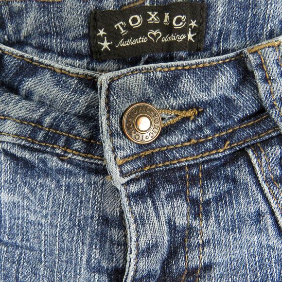 2000s Toxic Y2k Jeans Low Rise Flared Leg Ripped Bell Bottom Jeans Size 1 26" - Picture 4 of 4